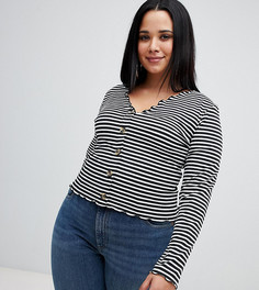 Лонгслив на пуговицах в полоску ASOS DESIGN Curve - Мульти
