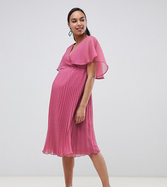 Платье миди с плиссированной юбкой и рукавами клеш ASOS DESIGN Maternity - Мульти