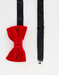 Красный бархатный галстук-бабочка Moss London - Красный