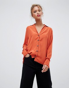 Оранжевая рубашка с контрастными строчками New Look - Оранжевый