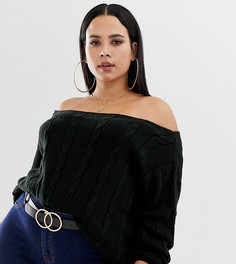Черный вязаный джемпер с открытыми плечами Missguided Plus - Черный