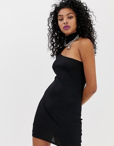 Облегающее платье на одно плечо с асимметричным вырезом New Girl Order - Черный