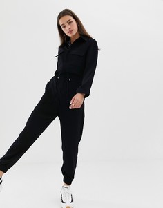 Комбинезон в стиле милитари на молнии Bershka - Черный