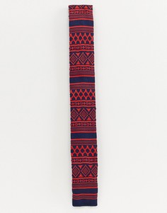 Трикотажный галстук с рождественским принтом Devils Advocate - Темно-синий