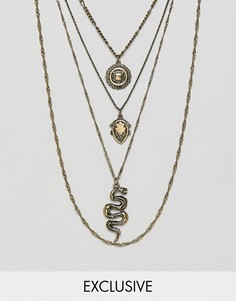 Золотистое ярусное ожерелье со змеей и монеткой Reclaimed Vintage - Золотой