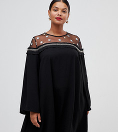Платье с сетчатыми вставками Lovedrobe - Черный