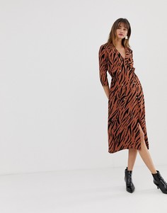 Платье-рубашка на пуговицах с зебровым принтом и воротником ASOS DESIGN - Мульти