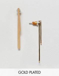 Позолоченные серьги с двумя планками Pilgrim - Золотой