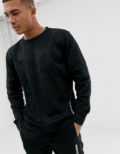 Свитшот с круглым вырезом и вставками Calvin Klein Performance - Черный