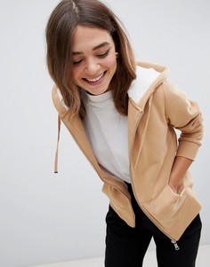 Худи на молнии с капюшоном и искусственной овечьей шерстью Pimkie - Коричневый