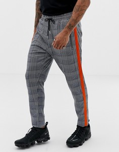 Серые брюки с принтом и полосами по бокам Liquor N Poker - Серый