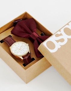 Подарочный набор с часами и галстуком-бабочка ASOS DESIGN - Коричневый