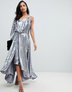 Платье миди на одно плечо с голографическими пайетками ASOS EDITION - Серебряный