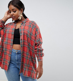 Рубашка бойфренда в клетку тартан ASOS DESIGN Curve - Мульти