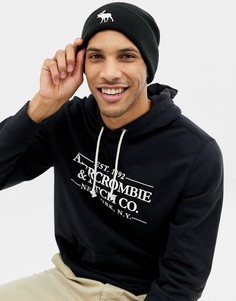 Черная шапка-бини с логотипом Abercrombie & Fitch - Черный
