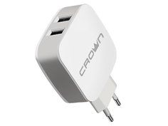 Зарядное устройство Crown CMWC-3022 2xUSB White-Grey