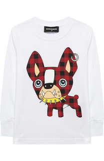 Хлопковый лонгслив с принтом Dsquared2