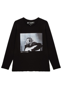 Черный лонгслив с фотопринтом Trouper — Kurt Kobain