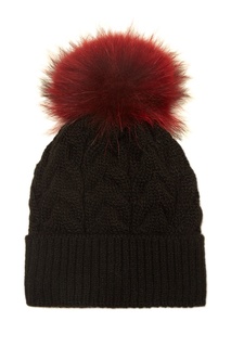 Черная шапка с красным помпоном Dreamfur