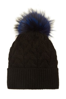 Черная шапка с синим помпоном Dreamfur