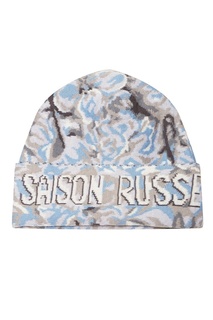 Серо-голубая шапка с абстрактным узором 7КА