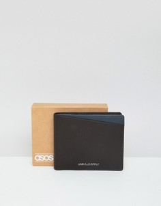Коричневый кожаный бумажник с серой вставкой ASOS DESIGN - Коричневый