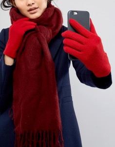 Красные перчатки с добавлением овечьей шерсти для сенсорного экрана Vincent Pradier - Красный