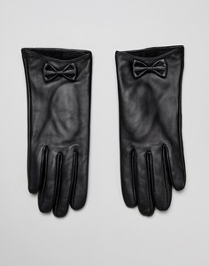 Кожаные перчатки с бантом Barneys Originals - Черный