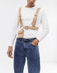 Бежевая сбруя-бандаж с сумкой из искусственной кожи ASOS DESIGN - Бежевый
