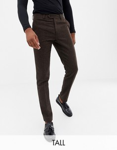 Коричневые узкие брюки из донегаля с добавлением шерсти Gianni Feraud Tall - Коричневый