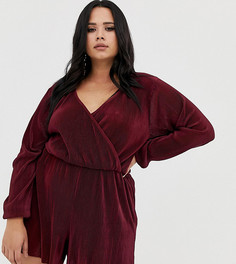 Ромпер с запахом и плиссировкой ASOS DESIGN CURVE - Красный