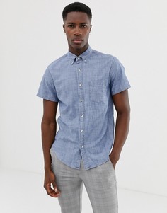 Зауженная рубашка из ткани шамбре с короткими рукавами J.Crew Mercantile - Синий