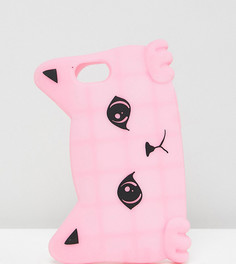 Розовый силиконовый чехол для iPhone 6/6S/7 с дизайном в виде кота Monki - Розовый