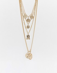 Ожерелье в несколько рядов с подвесками Reclaimed Vintage Inspired - Золотой