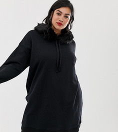 Черный худи с отделкой искусственным мехом River Island Plus - Черный
