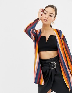 Топ-кимоно в разноцветную полоску с запахом Boohoo - Мульти