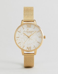 Золотистые часы с сетчатым браслетом и отделкой Olivia Burton OB16GD15 - Золотой