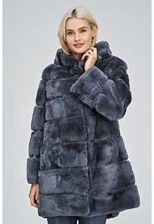 Шуба из меха кролика с капюшоном Virtuale Fur Collection
