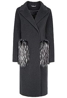 Пальто с карманами из меха Elema