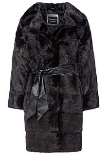 Пальто из меха норки с поясом из экокожи Flaumfeder
