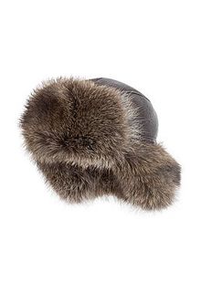 Шапка-ушанка с мехом енота R&V