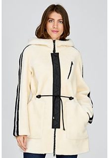 Шуба из вязаной овчины с капюшоном Virtuale Fur Collection