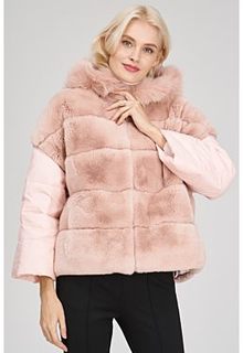 Комбинированная шуба из меха кролика Virtuale Fur Collection