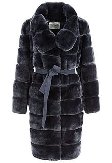 Шуба из меха кролика с поясом Virtuale Fur Collection