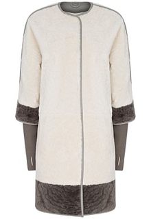 Шуба из овчины с трикотажными рукавами и шарфом Virtuale Fur Collection
