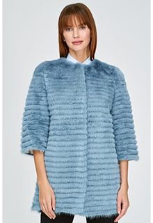 Норковая шуба с отделкой натуральной кожей Virtuale Fur Collection