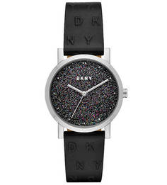 Кварцевые часы круглой формы с монограммой бренда Dkny