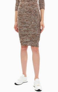 Коричневая юбка-карандаш мелкой вязки Ichi