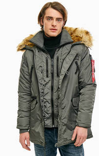 Удлиненная зимняя куртка серого цвета Alpha Industries