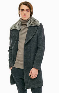 Полушерстяное пальто с меховой отделкой Antony Morato